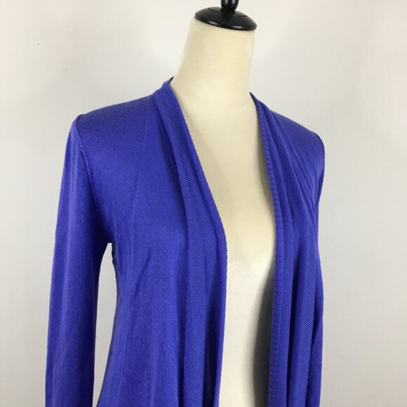GUESS by MARCIANO Blue/Purple'ish Cashmere Blend Knit Open Front Cardigan - Picture 4 of 12
